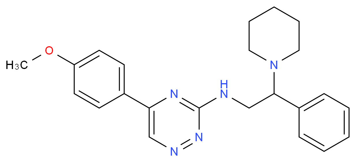 5-(4-methoxyphenyl)-N-[2-phenyl-2-(1-piperidinyl)ethyl]-1,2,4-triazin-3-amine_Molecular_structure_CAS_)
