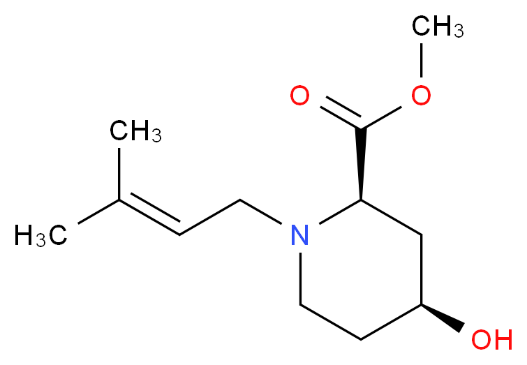 methyl (2R*,4S*)-4-hydroxy-1-(3-methylbut-2-en-1-yl)piperidine-2-carboxylate_Molecular_structure_CAS_)