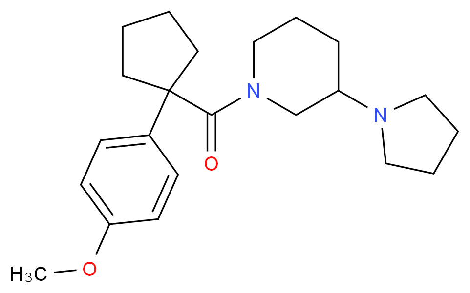 1-{[1-(4-methoxyphenyl)cyclopentyl]carbonyl}-3-(1-pyrrolidinyl)piperidine_Molecular_structure_CAS_)