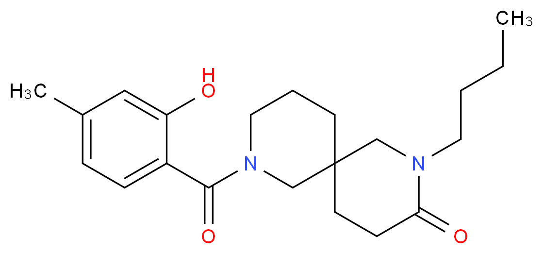 2-butyl-8-(2-hydroxy-4-methylbenzoyl)-2,8-diazaspiro[5.5]undecan-3-one_Molecular_structure_CAS_)