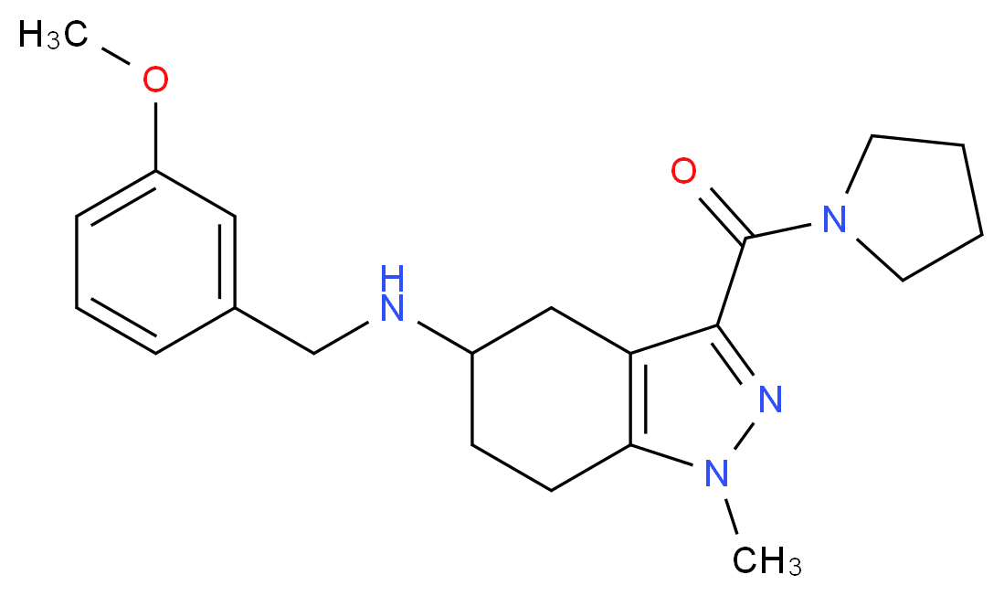 N-(3-methoxybenzyl)-1-methyl-3-(1-pyrrolidinylcarbonyl)-4,5,6,7-tetrahydro-1H-indazol-5-amine_Molecular_structure_CAS_)