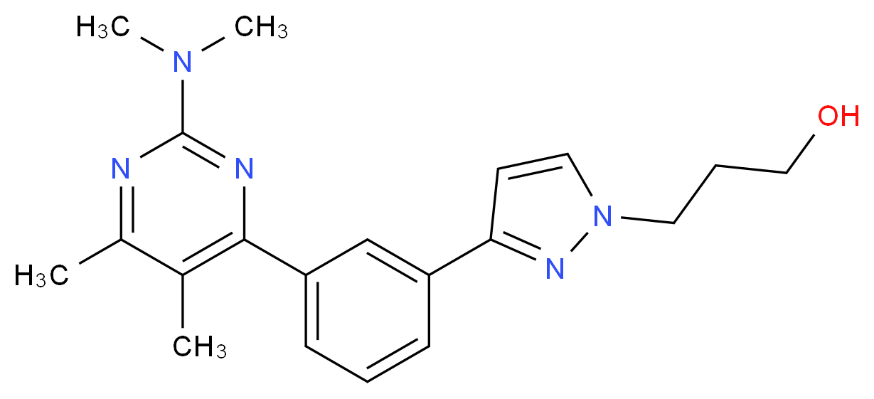 3-(3-{3-[2-(dimethylamino)-5,6-dimethyl-4-pyrimidinyl]phenyl}-1H-pyrazol-1-yl)-1-propanol_Molecular_structure_CAS_)