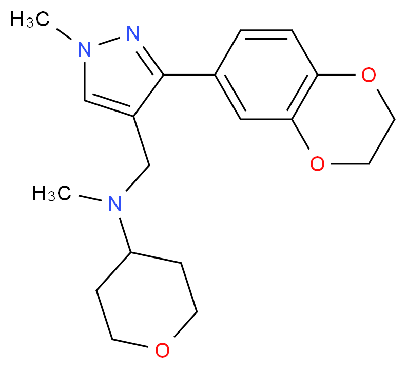N-{[3-(2,3-dihydro-1,4-benzodioxin-6-yl)-1-methyl-1H-pyrazol-4-yl]methyl}-N-methyltetrahydro-2H-pyran-4-amine_Molecular_structure_CAS_)