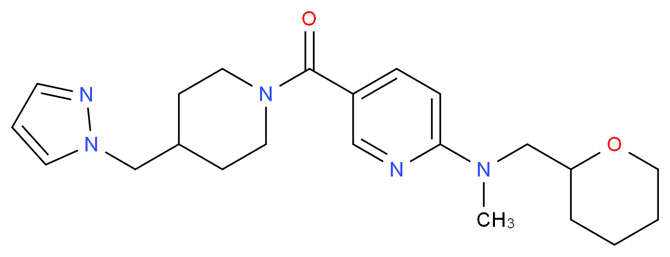 N-methyl-5-{[4-(1H-pyrazol-1-ylmethyl)-1-piperidinyl]carbonyl}-N-(tetrahydro-2H-pyran-2-ylmethyl)-2-pyridinamine_Molecular_structure_CAS_)