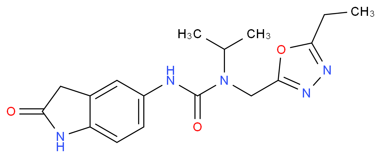 N-[(5-ethyl-1,3,4-oxadiazol-2-yl)methyl]-N-isopropyl-N'-(2-oxo-2,3-dihydro-1H-indol-5-yl)urea_Molecular_structure_CAS_)