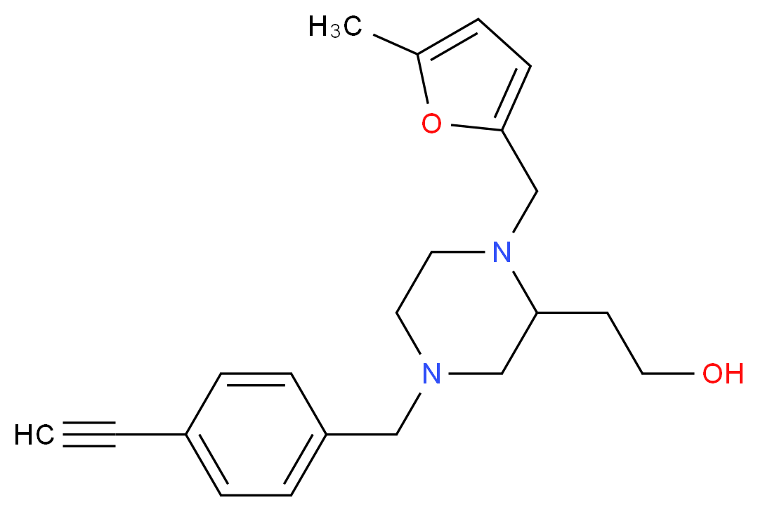 2-{4-(4-ethynylbenzyl)-1-[(5-methyl-2-furyl)methyl]-2-piperazinyl}ethanol_Molecular_structure_CAS_)