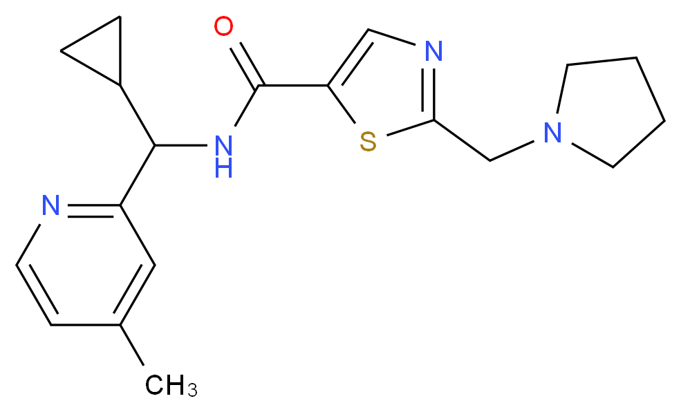 N-[cyclopropyl(4-methylpyridin-2-yl)methyl]-2-(pyrrolidin-1-ylmethyl)-1,3-thiazole-5-carboxamide_Molecular_structure_CAS_)