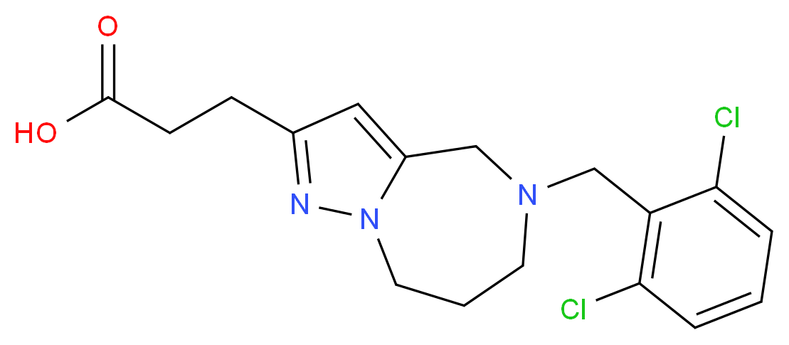 3-[5-(2,6-dichlorobenzyl)-5,6,7,8-tetrahydro-4H-pyrazolo[1,5-a][1,4]diazepin-2-yl]propanoic acid_Molecular_structure_CAS_)
