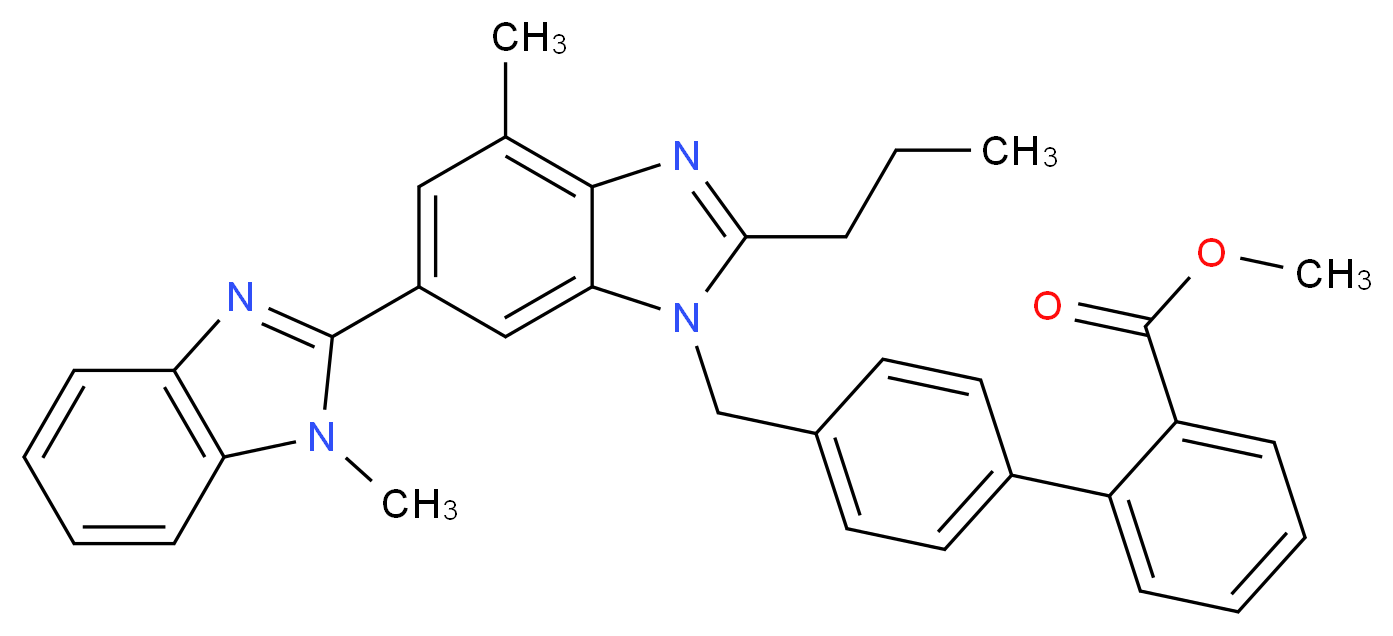 4'-((1,4'-dimethyl-2'-propyl(2,6'-bi-1h-benzimidazole)-1'-yl)methyl)-1,1'-biphenyl-2-carboxylic acid methyl ester_Molecular_structure_CAS_528560-93-2)