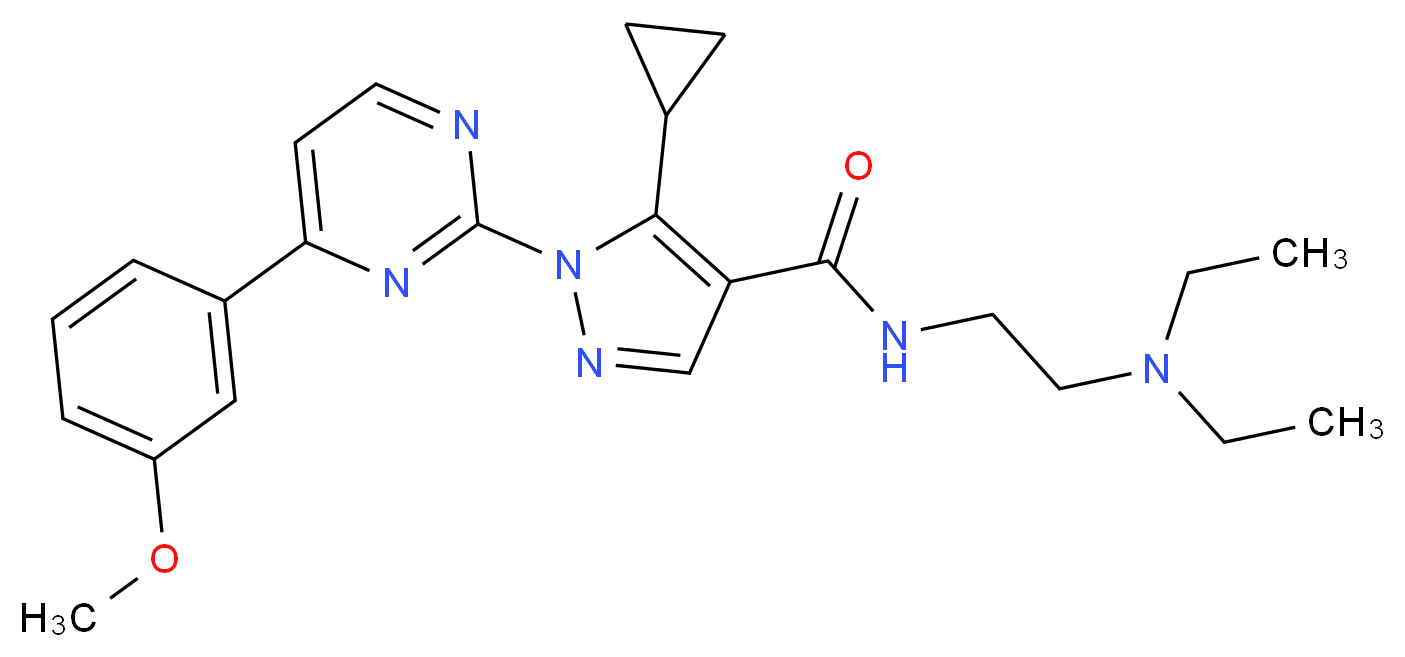 5-cyclopropyl-N-[2-(diethylamino)ethyl]-1-[4-(3-methoxyphenyl)-2-pyrimidinyl]-1H-pyrazole-4-carboxamide_Molecular_structure_CAS_)