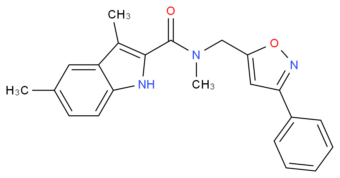 N,3,5-trimethyl-N-[(3-phenyl-5-isoxazolyl)methyl]-1H-indole-2-carboxamide_Molecular_structure_CAS_)