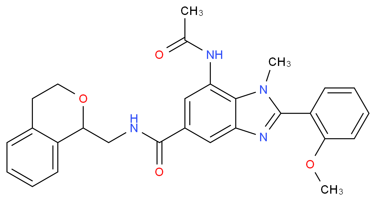 7-(acetylamino)-N-(3,4-dihydro-1H-isochromen-1-ylmethyl)-2-(2-methoxyphenyl)-1-methyl-1H-benzimidazole-5-carboxamide_Molecular_structure_CAS_)