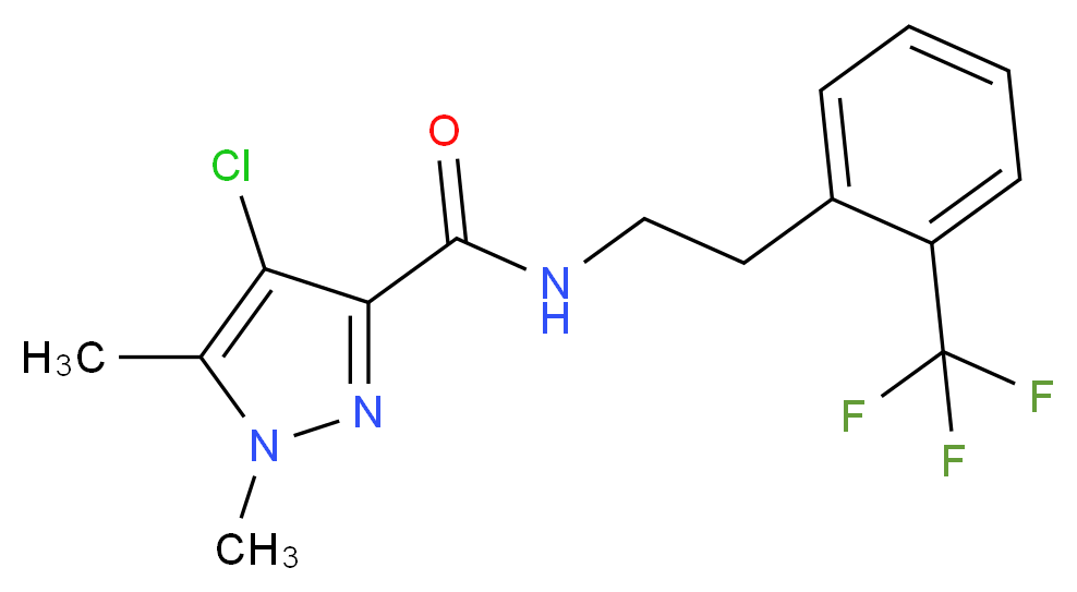 4-chloro-1,5-dimethyl-N-{2-[2-(trifluoromethyl)phenyl]ethyl}-1H-pyrazole-3-carboxamide_Molecular_structure_CAS_)