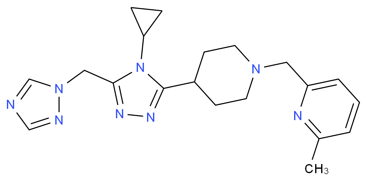 2-({4-[4-cyclopropyl-5-(1H-1,2,4-triazol-1-ylmethyl)-4H-1,2,4-triazol-3-yl]piperidin-1-yl}methyl)-6-methylpyridine_Molecular_structure_CAS_)