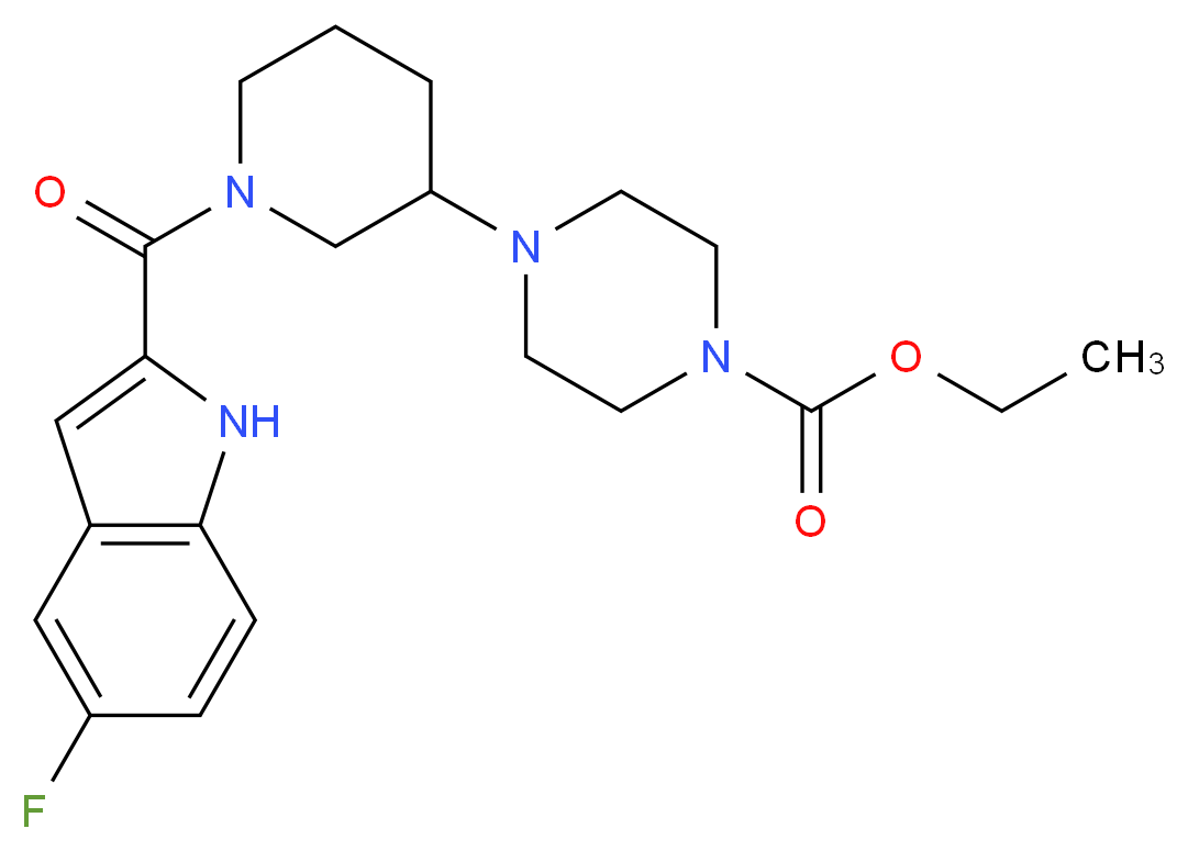ethyl 4-{1-[(5-fluoro-1H-indol-2-yl)carbonyl]-3-piperidinyl}-1-piperazinecarboxylate_Molecular_structure_CAS_)