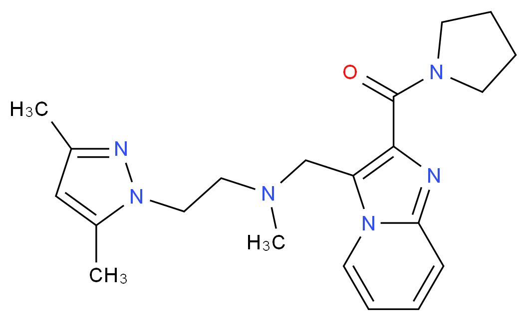 2-(3,5-dimethyl-1H-pyrazol-1-yl)-N-methyl-N-{[2-(1-pyrrolidinylcarbonyl)imidazo[1,2-a]pyridin-3-yl]methyl}ethanamine_Molecular_structure_CAS_)