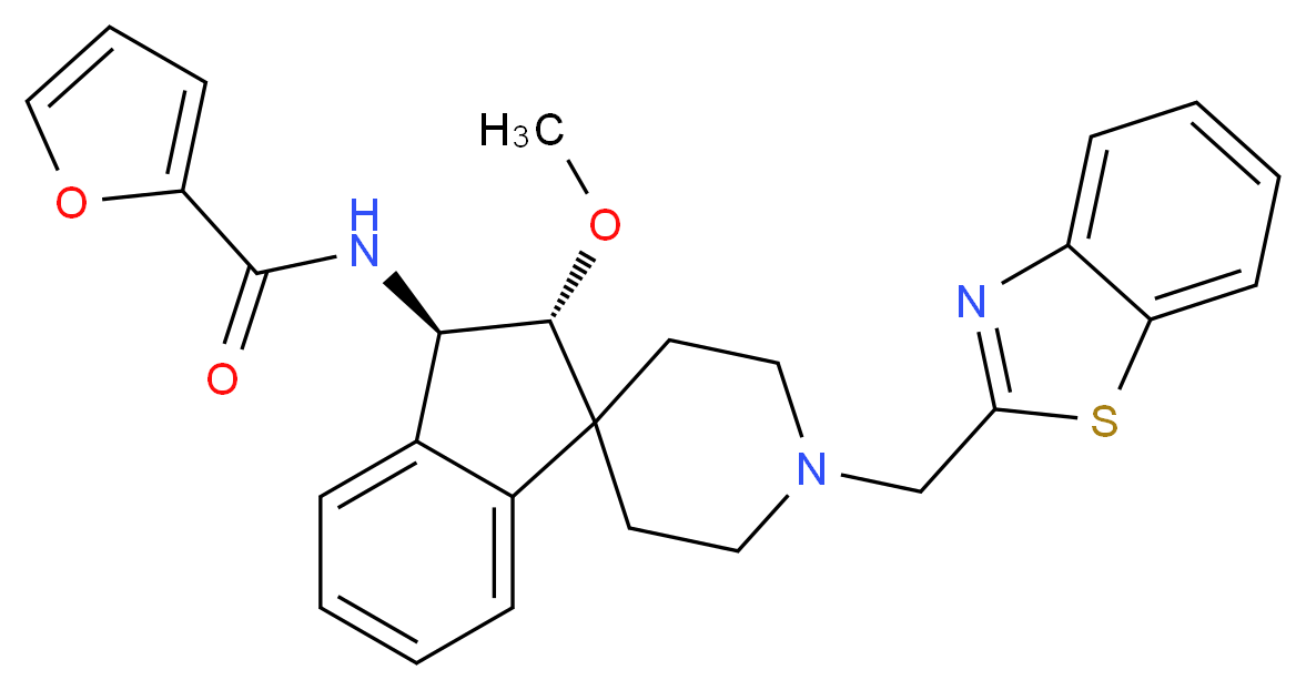 N-[(2R*,3R*)-1'-(1,3-benzothiazol-2-ylmethyl)-2-methoxy-2,3-dihydrospiro[indene-1,4'-piperidin]-3-yl]-2-furamide_Molecular_structure_CAS_)