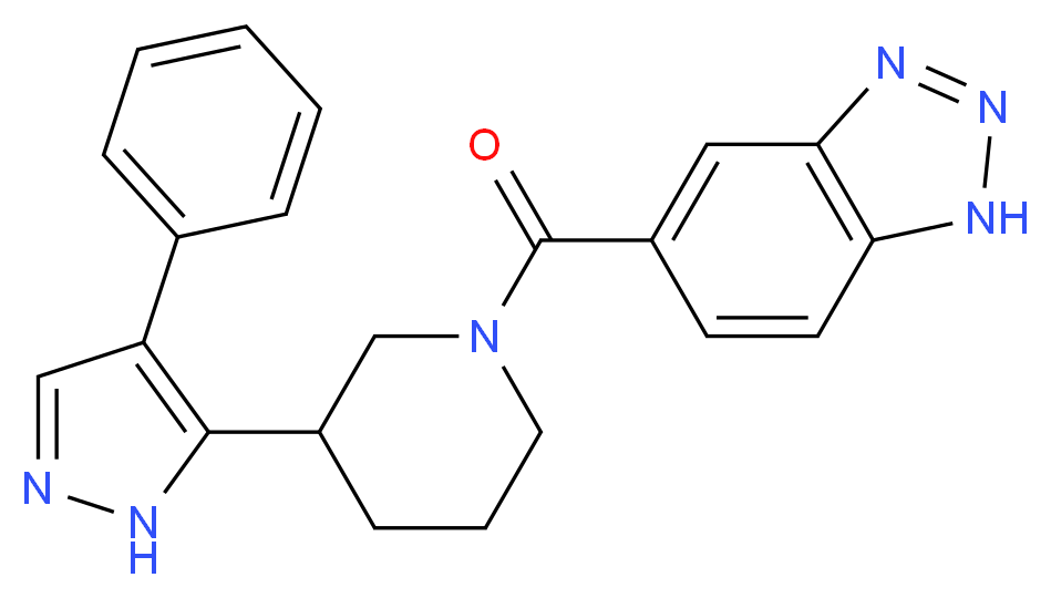 5-{[3-(4-phenyl-1H-pyrazol-5-yl)piperidin-1-yl]carbonyl}-1H-1,2,3-benzotriazole_Molecular_structure_CAS_)