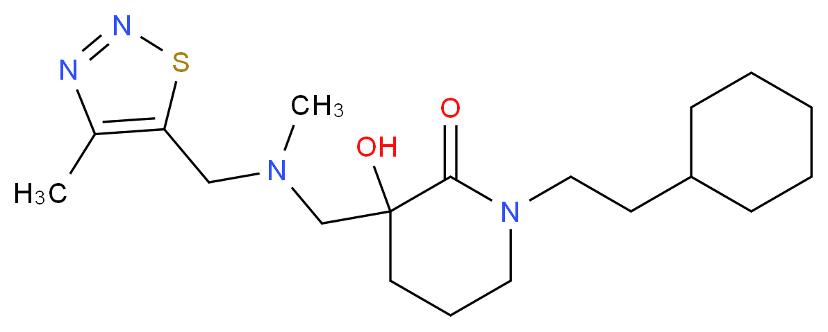 1-(2-cyclohexylethyl)-3-hydroxy-3-({methyl[(4-methyl-1,2,3-thiadiazol-5-yl)methyl]amino}methyl)piperidin-2-one_Molecular_structure_CAS_)