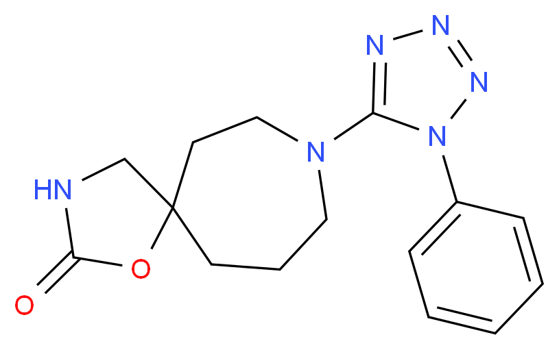 8-(1-phenyl-1H-tetrazol-5-yl)-1-oxa-3,8-diazaspiro[4.6]undecan-2-one_Molecular_structure_CAS_)