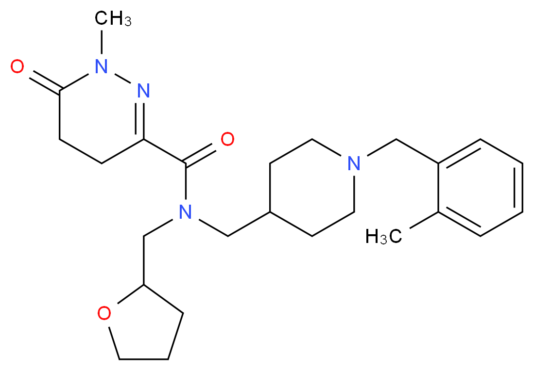 1-methyl-N-{[1-(2-methylbenzyl)-4-piperidinyl]methyl}-6-oxo-N-(tetrahydro-2-furanylmethyl)-1,4,5,6-tetrahydro-3-pyridazinecarboxamide_Molecular_structure_CAS_)