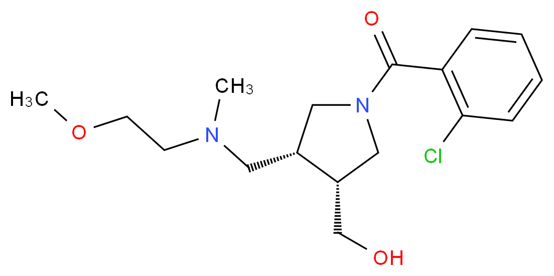 ((3R*,4R*)-1-(2-chlorobenzoyl)-4-{[(2-methoxyethyl)(methyl)amino]methyl}pyrrolidin-3-yl)methanol_Molecular_structure_CAS_)