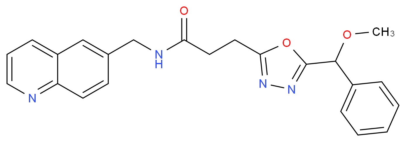 3-{5-[methoxy(phenyl)methyl]-1,3,4-oxadiazol-2-yl}-N-(6-quinolinylmethyl)propanamide_Molecular_structure_CAS_)