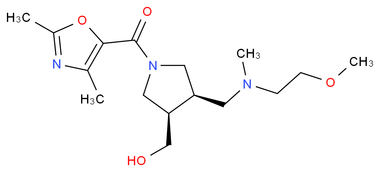 ((3R*,4R*)-1-[(2,4-dimethyl-1,3-oxazol-5-yl)carbonyl]-4-{[(2-methoxyethyl)(methyl)amino]methyl}-3-pyrrolidinyl)methanol_Molecular_structure_CAS_)
