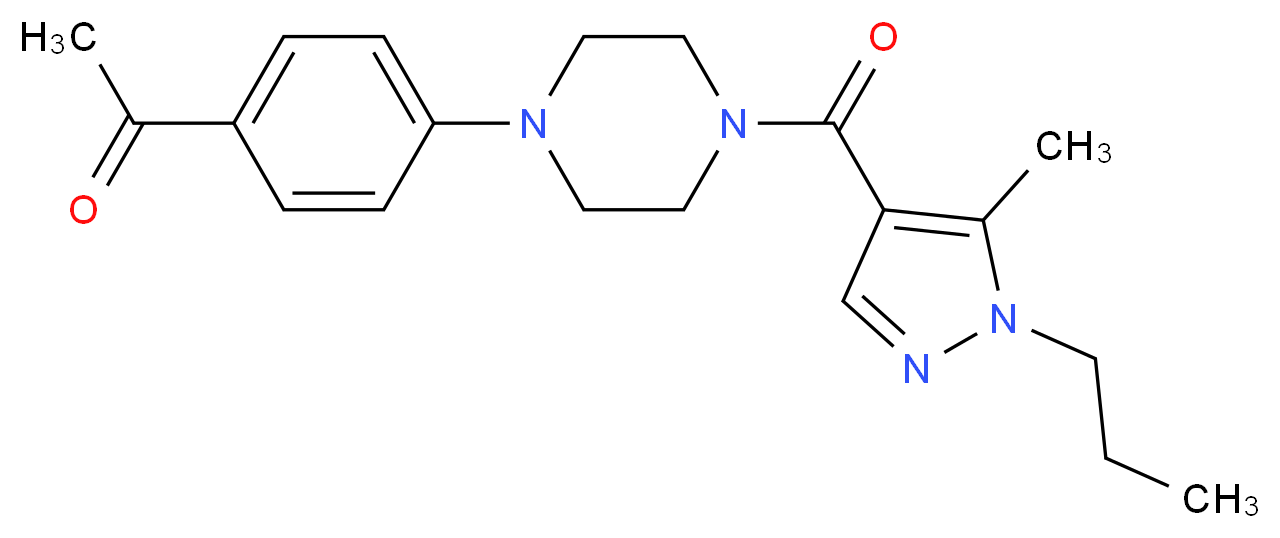 1-(4-{4-[(5-methyl-1-propyl-1H-pyrazol-4-yl)carbonyl]-1-piperazinyl}phenyl)ethanone_Molecular_structure_CAS_)