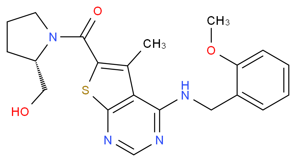 [(2S)-1-({4-[(2-methoxybenzyl)amino]-5-methylthieno[2,3-d]pyrimidin-6-yl}carbonyl)-2-pyrrolidinyl]methanol_Molecular_structure_CAS_)