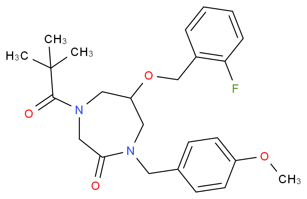 4-(2,2-dimethylpropanoyl)-6-[(2-fluorobenzyl)oxy]-1-(4-methoxybenzyl)-1,4-diazepan-2-one_Molecular_structure_CAS_)