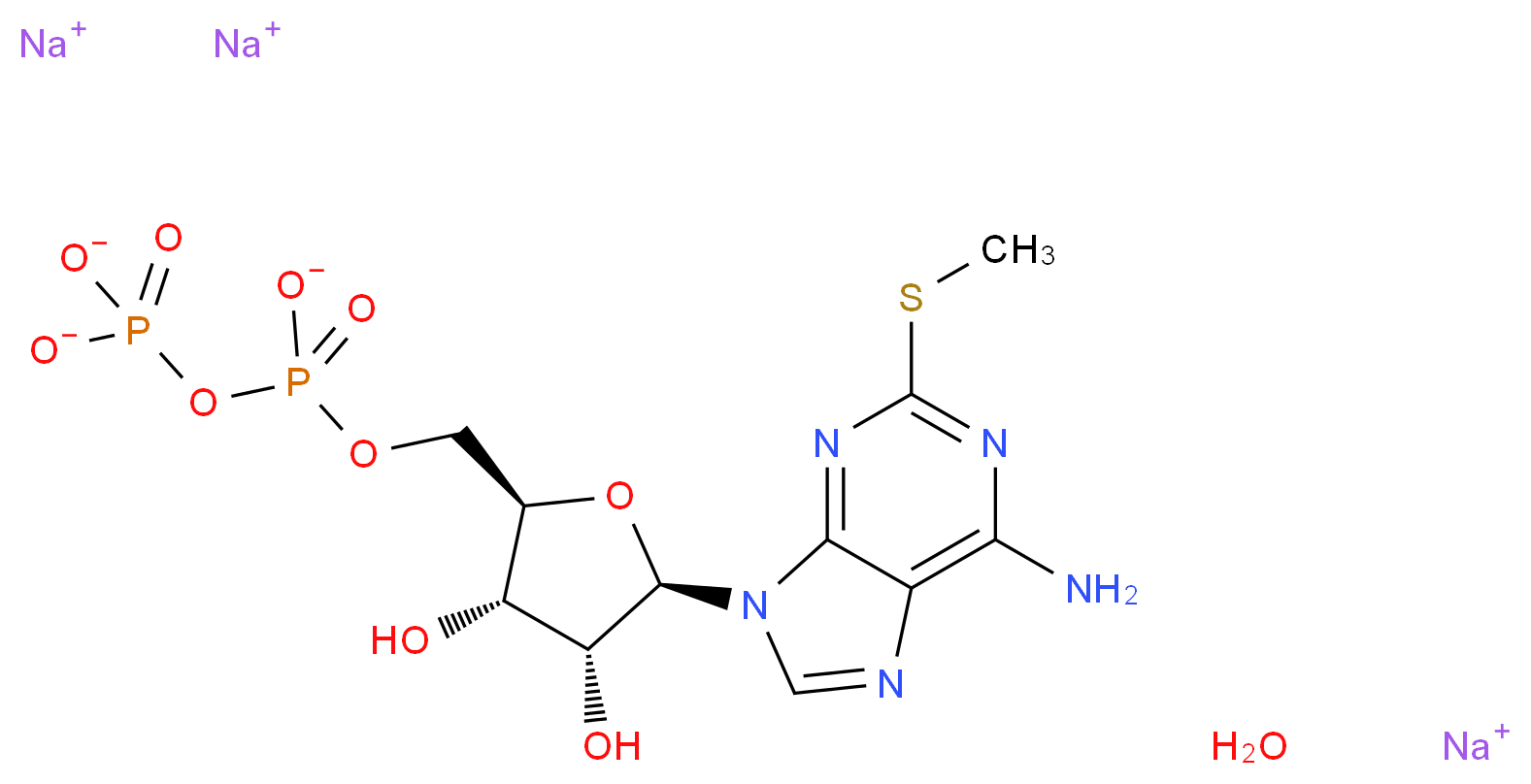 2-(Methylthio)adenosine 5′-diphosphate trisodium salt hydrate_Molecular_structure_CAS_475193-31-8(anhydrous))