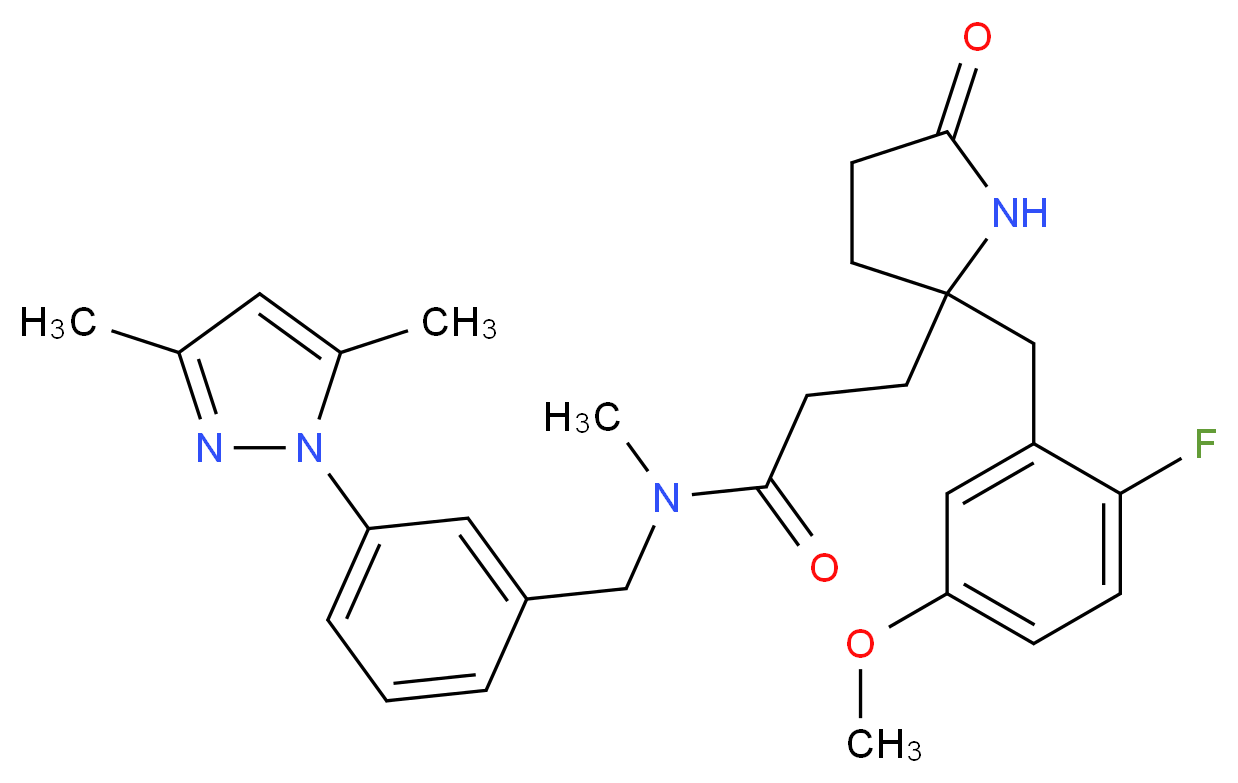 N-[3-(3,5-dimethyl-1H-pyrazol-1-yl)benzyl]-3-[2-(2-fluoro-5-methoxybenzyl)-5-oxo-2-pyrrolidinyl]-N-methylpropanamide_Molecular_structure_CAS_)