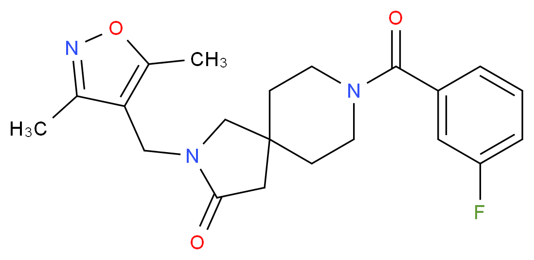 2-[(3,5-dimethylisoxazol-4-yl)methyl]-8-(3-fluorobenzoyl)-2,8-diazaspiro[4.5]decan-3-one_Molecular_structure_CAS_)