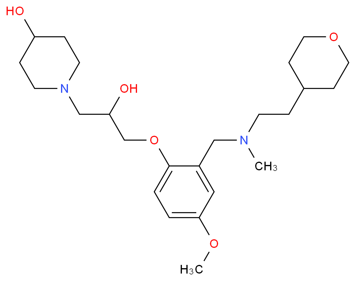1-{2-hydroxy-3-[4-methoxy-2-({methyl[2-(tetrahydro-2H-pyran-4-yl)ethyl]amino}methyl)phenoxy]propyl}-4-piperidinol_Molecular_structure_CAS_)