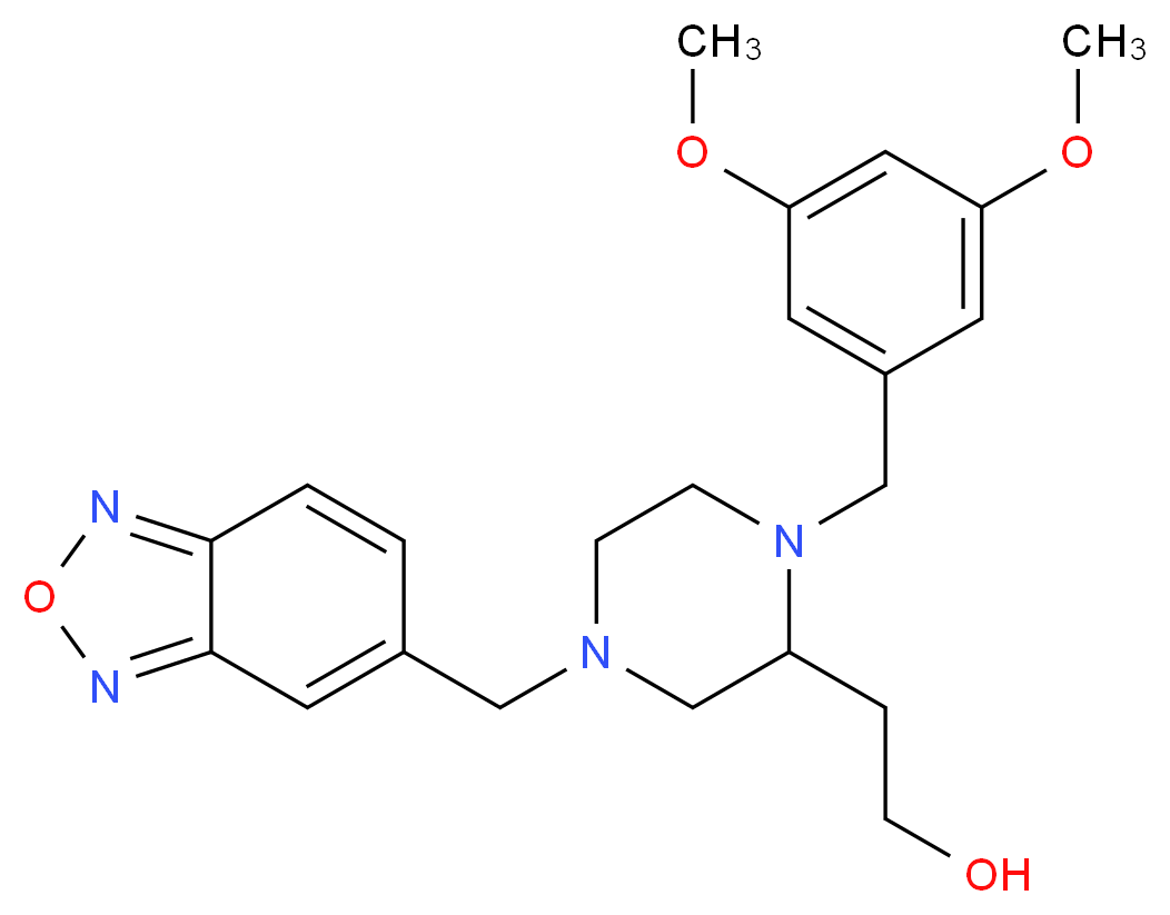 2-[4-(2,1,3-benzoxadiazol-5-ylmethyl)-1-(3,5-dimethoxybenzyl)-2-piperazinyl]ethanol_Molecular_structure_CAS_)
