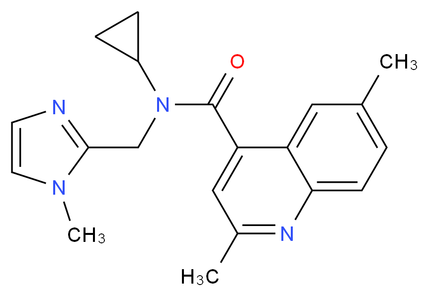 N-cyclopropyl-2,6-dimethyl-N-[(1-methyl-1H-imidazol-2-yl)methyl]quinoline-4-carboxamide_Molecular_structure_CAS_)