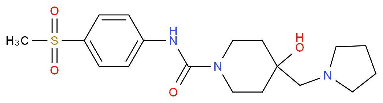 4-hydroxy-N-[4-(methylsulfonyl)phenyl]-4-(pyrrolidin-1-ylmethyl)piperidine-1-carboxamide_Molecular_structure_CAS_)