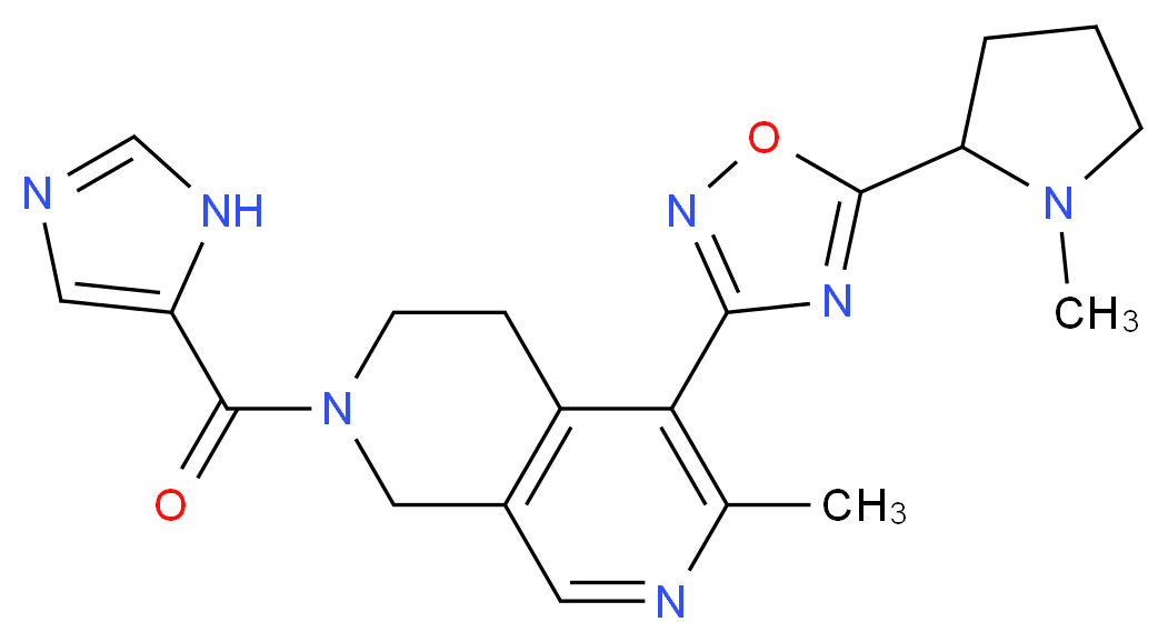 2-(1H-imidazol-5-ylcarbonyl)-6-methyl-5-{5-[(2R)-1-methyl-2-pyrrolidinyl]-1,2,4-oxadiazol-3-yl}-1,2,3,4-tetrahydro-2,7-naphthyridine_Molecular_structure_CAS_)