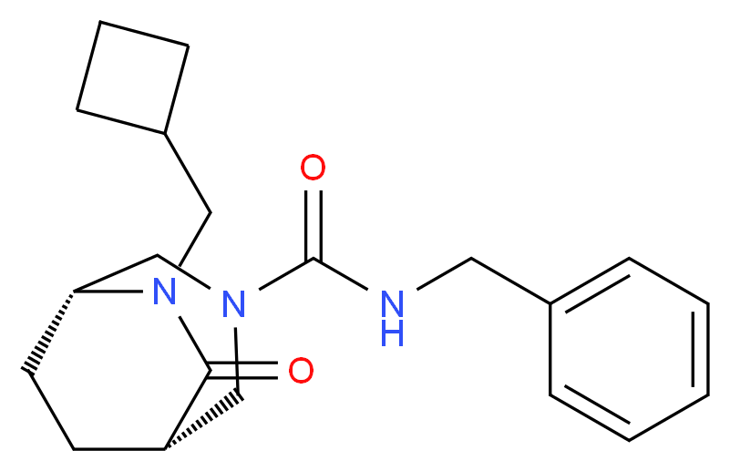 (1S*,5R*)-N-benzyl-6-(cyclobutylmethyl)-7-oxo-3,6-diazabicyclo[3.2.2]nonane-3-carboxamide_Molecular_structure_CAS_)