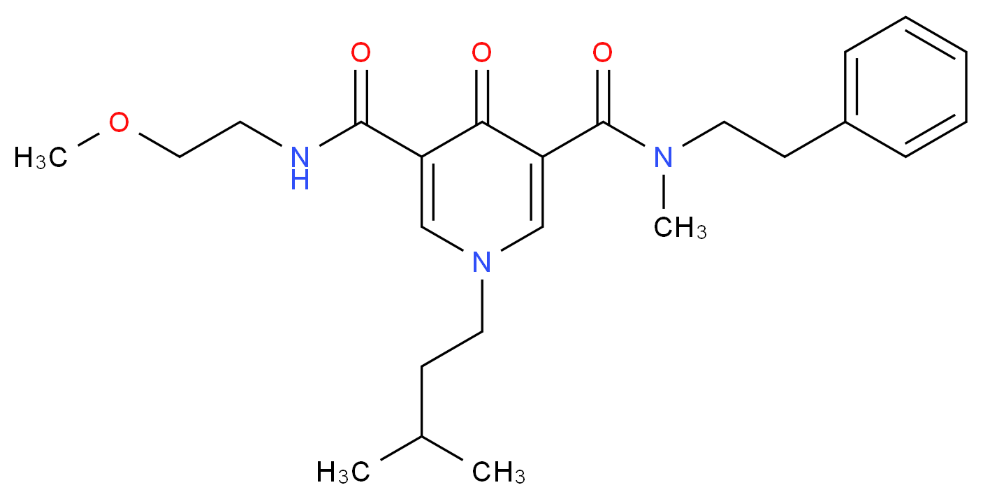 N'-(2-methoxyethyl)-N-methyl-1-(3-methylbutyl)-4-oxo-N-(2-phenylethyl)-1,4-dihydro-3,5-pyridinedicarboxamide_Molecular_structure_CAS_)