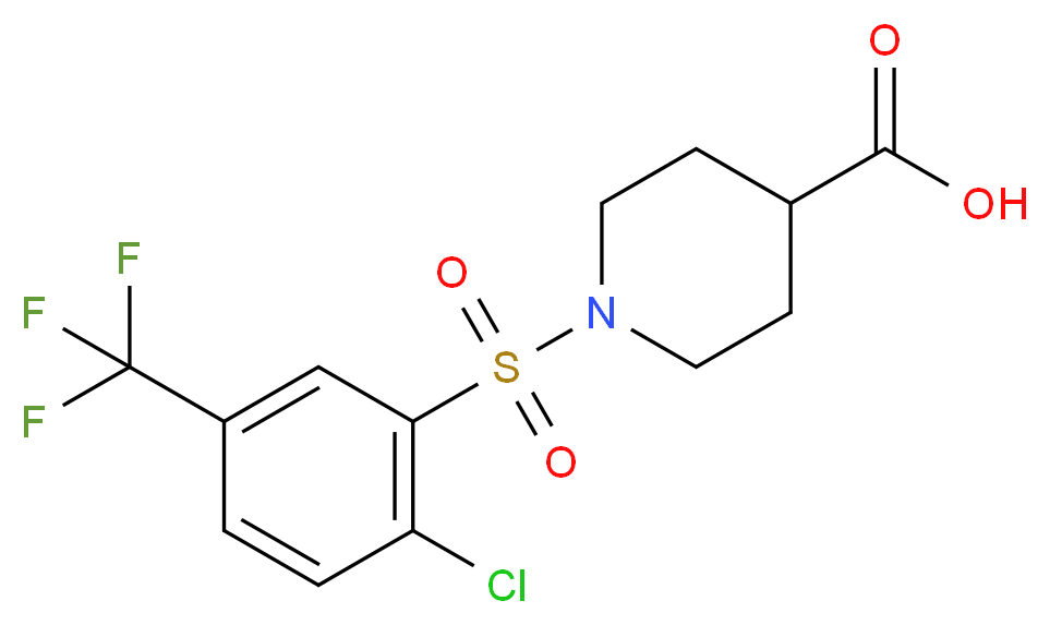 1-{[2-chloro-5-(trifluoromethyl)phenyl]sulfonyl}piperidine-4-carboxylic acid_Molecular_structure_CAS_)