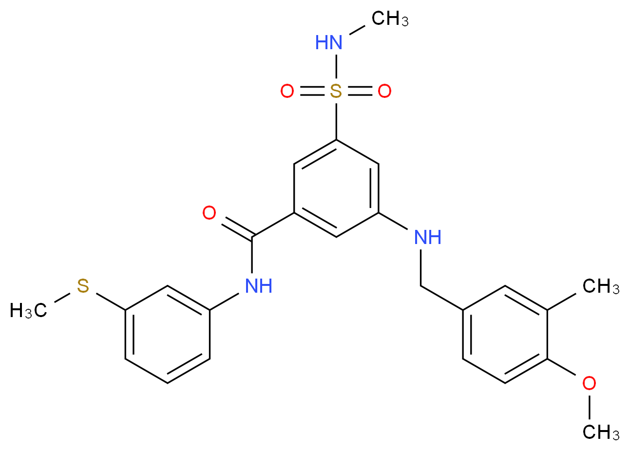 3-[(4-methoxy-3-methylbenzyl)amino]-5-[(methylamino)sulfonyl]-N-[3-(methylthio)phenyl]benzamide_Molecular_structure_CAS_)