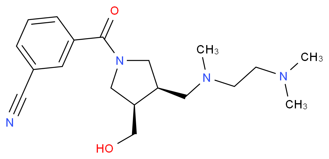 3-{[(3R*,4R*)-3-{[[2-(dimethylamino)ethyl](methyl)amino]methyl}-4-(hydroxymethyl)pyrrolidin-1-yl]carbonyl}benzonitrile_Molecular_structure_CAS_)