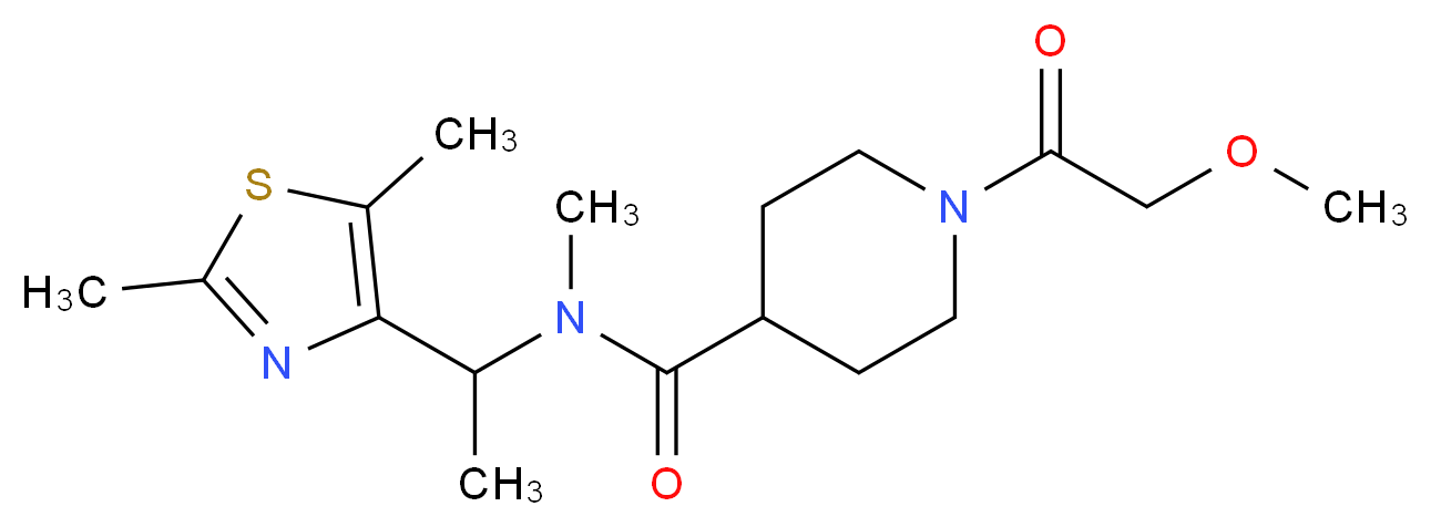 N-[1-(2,5-dimethyl-1,3-thiazol-4-yl)ethyl]-1-(methoxyacetyl)-N-methyl-4-piperidinecarboxamide_Molecular_structure_CAS_)