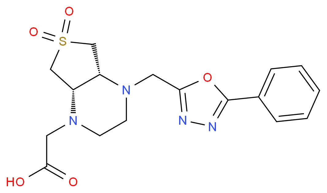 [(4aR*,7aS*)-6,6-dioxido-4-[(5-phenyl-1,3,4-oxadiazol-2-yl)methyl]hexahydrothieno[3,4-b]pyrazin-1(2H)-yl]acetic acid_Molecular_structure_CAS_)