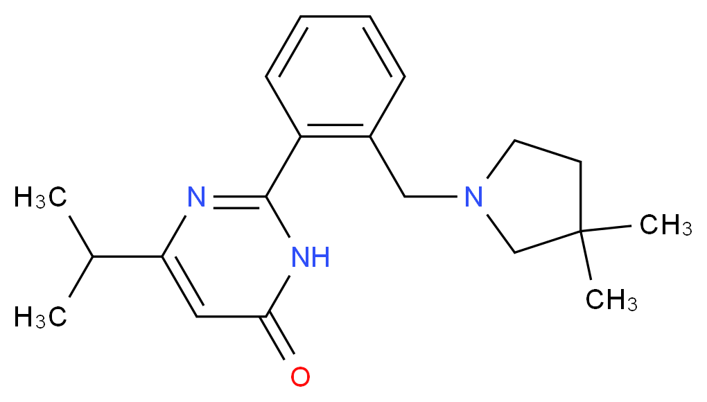 2-{2-[(3,3-dimethylpyrrolidin-1-yl)methyl]phenyl}-6-isopropylpyrimidin-4(3H)-one_Molecular_structure_CAS_)