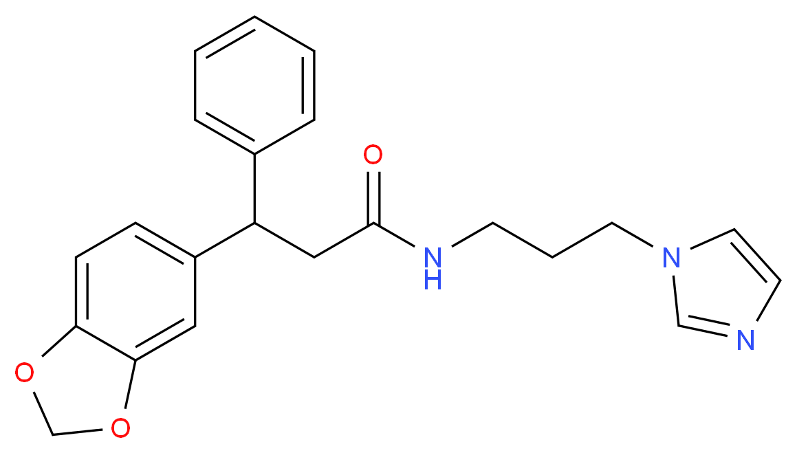 3-(1,3-benzodioxol-5-yl)-N-[3-(1H-imidazol-1-yl)propyl]-3-phenylpropanamide_Molecular_structure_CAS_)