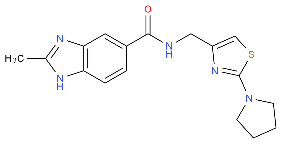 2-methyl-N-[(2-pyrrolidin-1-yl-1,3-thiazol-4-yl)methyl]-1H-benzimidazole-5-carboxamide_Molecular_structure_CAS_)