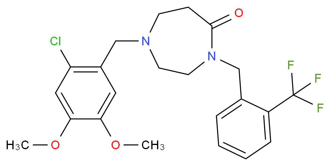 1-(2-chloro-4,5-dimethoxybenzyl)-4-[2-(trifluoromethyl)benzyl]-1,4-diazepan-5-one_Molecular_structure_CAS_)